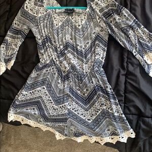 White and navy blue romper